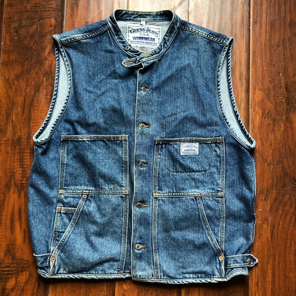 Guess? Men’s Vintage Denim Jean Vest USA 🇺🇸 Made - Picture 1 of 6